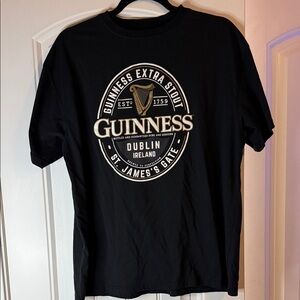 Guinness Black Short Sleeve T-Shirt with Cream and Gold Logo